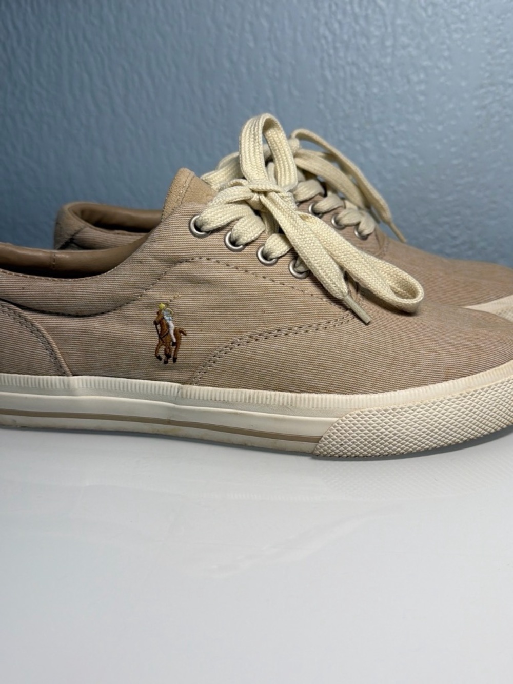 Polo by Ralph Lauren Beige Canvas Low-Top Sneakers
